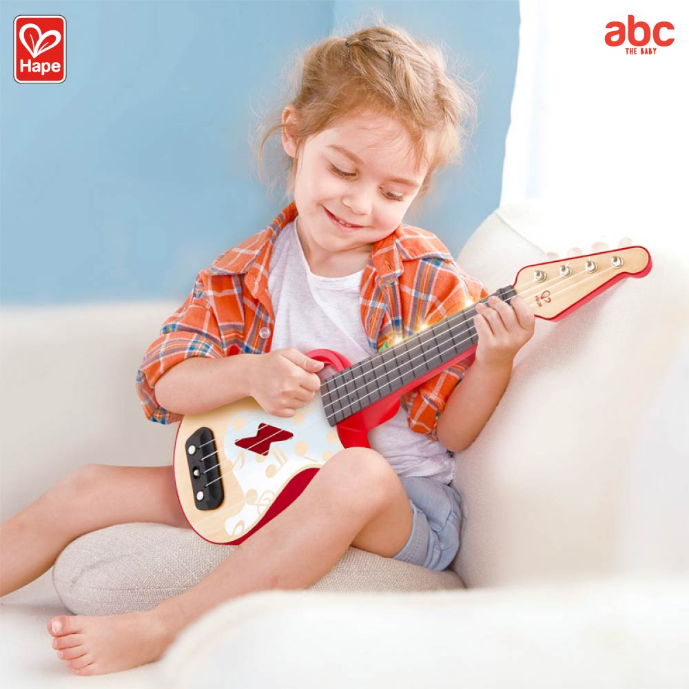 hape-ของเล่นไม้-ของเล่นดนตรี-อูคูเลเล่ไฟฟ้า-learn-with-lights-ukulele-ของเล่นเสริมพัฒนาการ-3-ขวบ-ขึ้นไป