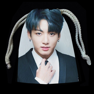 กระเป๋าผ้าแบบรูด ถุงหูรูด ถุงผ้า กระเป๋าดินสอ Jung kook จองกุก BTS