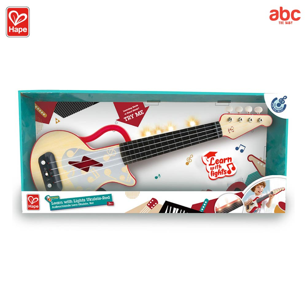 hape-ของเล่นไม้-ของเล่นดนตรี-อูคูเลเล่ไฟฟ้า-learn-with-lights-ukulele-ของเล่นเสริมพัฒนาการ-3-ขวบ-ขึ้นไป