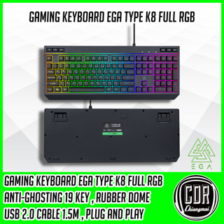 คีย์บอร์ดเกมมิ่ง EGA TYPE K8 MEMBRANE FULL RGB ไฟทะลุปุ่ม LIGHTING (รับประกันศูนย์ 2 ปี)