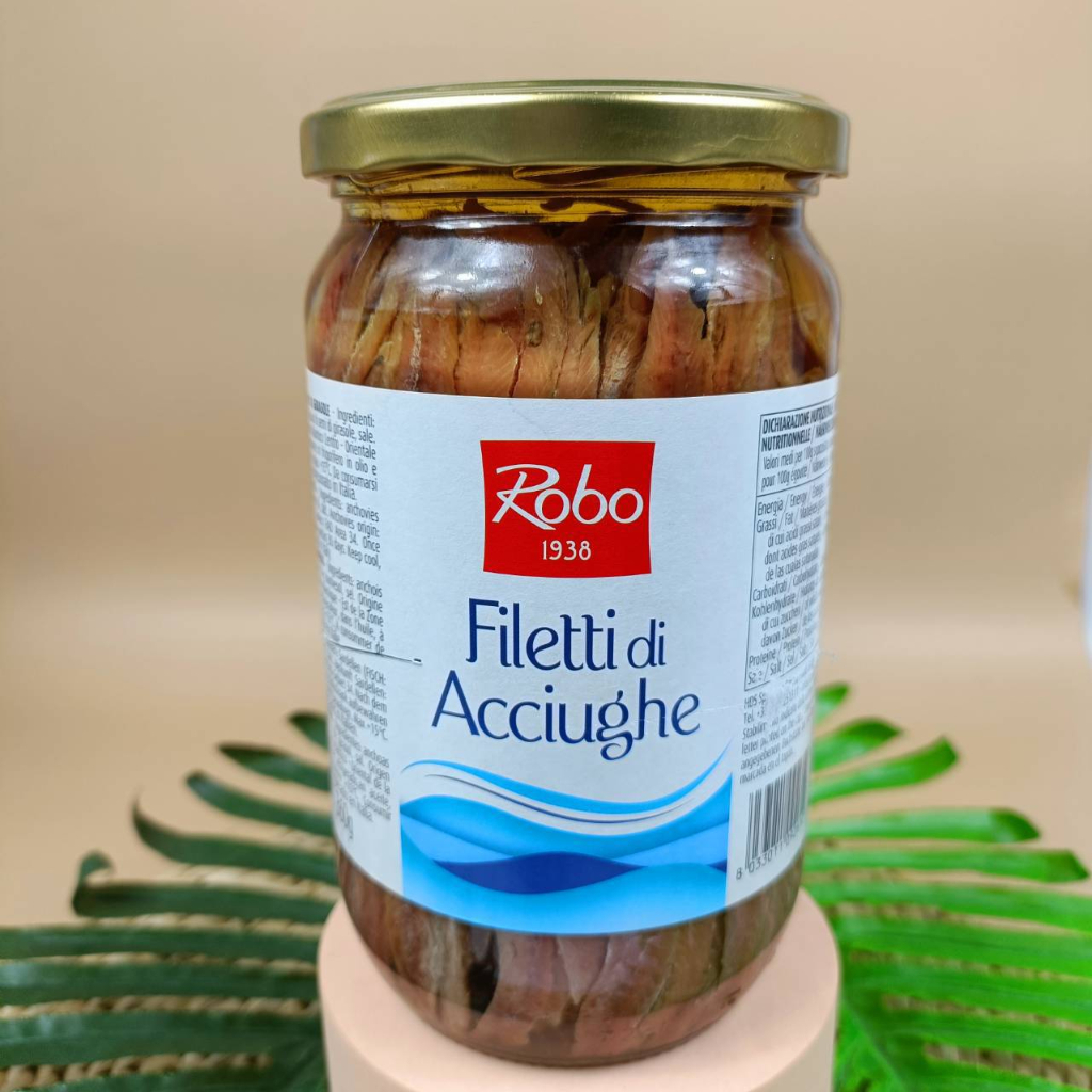 ROBO ANCHOVY FILLETS IN SUNFLOWER OIL ปลาแอนโชวีในน้ำมันเมล็ดทานตะวัน 680 G. หมวดหมู่ สินค้า