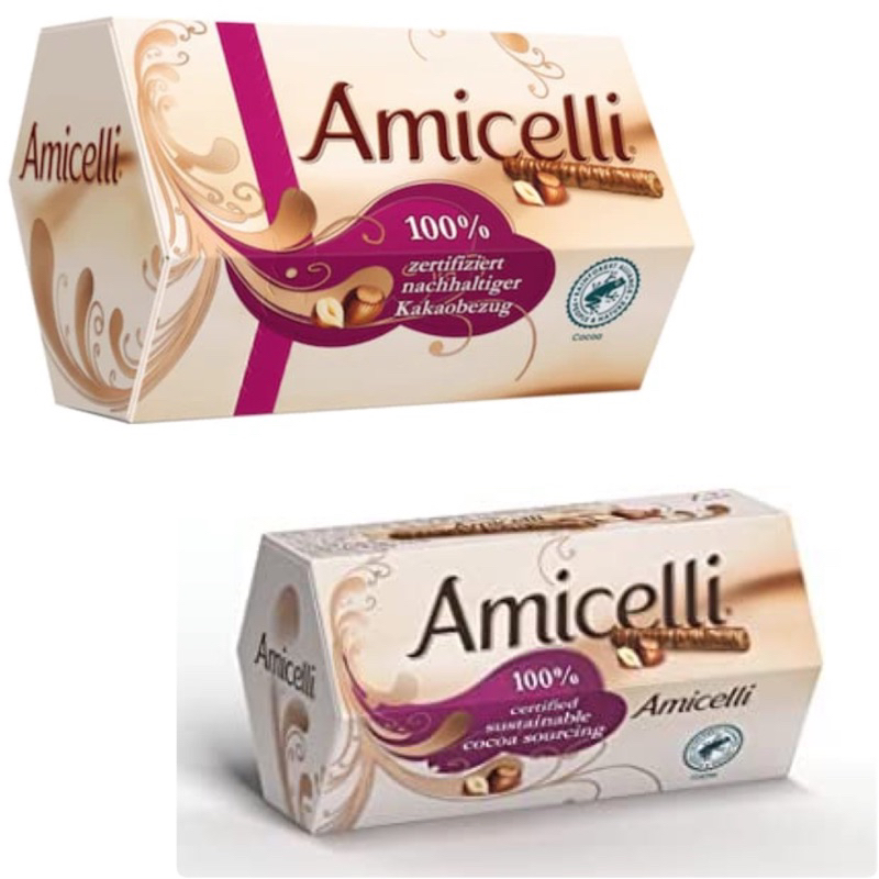 Amicelli Hazelnut Cream filled Milk Chocolate covered Wafer Rolls มี 2 ...