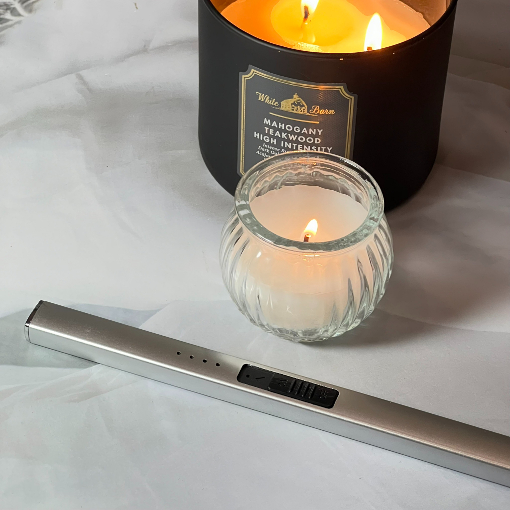 สี Silver Candle Lighter USB ไฟแช็คจุด เทียนหอม แบบไฟฟ้า Shopee Thailand
