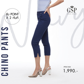 GSP กางเกงขาวยาว กาง﻿เ﻿กงผู้หญิง Pants กางเกงชิโน่ขาสี่ส่วน สีกรม (P9X1NV)