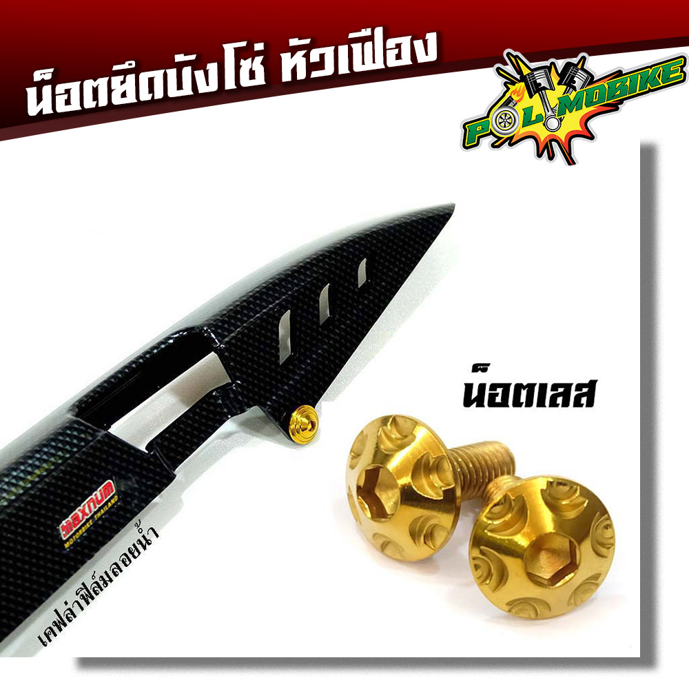 น็อตบังโซ่ หัวเฟือง (1ชุด2ตัว) น็อตทอง,ไทเท แบรนด์2M (อ่านรายละเอียดก่อนซื้อ)