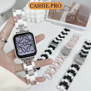 บล็อกสีสายนาฬิกาสำหรับ Smart Watch Series Ultra 8 7 6 SE 5 4 3 2 1 PC สายนาฬิกาเรซิ่น 49 มม. 41 มม. 45 มม. 44 มม. 42 มม.