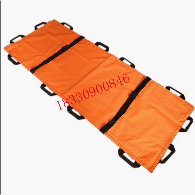 สีส้ม-เปลหามนุ่มเรียบง่ายมัลติฟังก์ชั่ขึ้นและลงบันไดพับผ้าใบหนาเปลสนามปฐมพยาบาลพับผ้าเปลนุ่ม