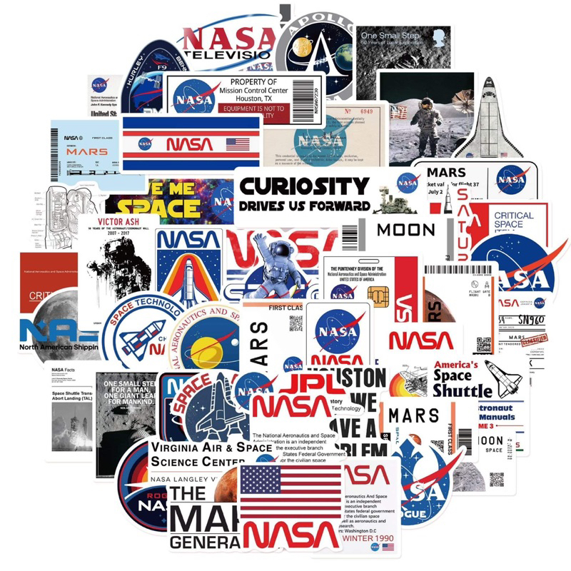 พร้อมส่ง สติ๊กเกอร์ 50 ชิ้น PVC กันน้ำ ลาย NASA สติ๊กเกอร์ไดคัท ...