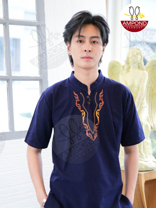 เสื้อพื้นเมืองชายปักลายไทยแขนสั้น