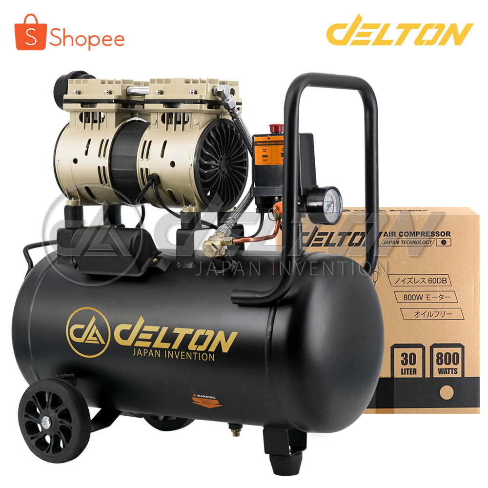 delton-ปั้มลมออยล์ฟรี-ปั้มลม-30-ลิตร-800w-รุ่น-dtn-30l-ปั๊มลม-oil-free-ปั๊มลมเร็ว-แรง-เสียงเงียบกริบ-air-compressor-30l