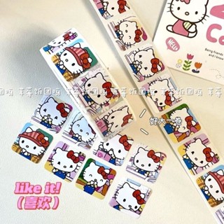 พร้อมส่ง!ม้วนเทปสติกเกอร์ kitty ลายแมวคิตตี้ 500ดวง สําหรับติดตกแต่ง