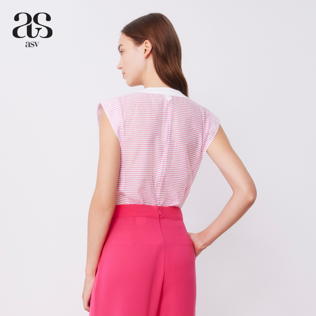 asv-ss23-poppy-pinky-top-เสื้อผู้หญิง-คอกลม-ปกกะลาสี-แขนกุด-ทรงแขนล้ำ-แต่งกระเป๋าหน้า-แต่งกระดุมหน้า