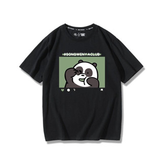 เสื้อยืด We Bare Bears ลายหมีญี่ปุ่นและหมีแพนด้า สไตล์ตตอนต่อคอและแขนสั้น สำหรับผู้ชายและผู้หญิง