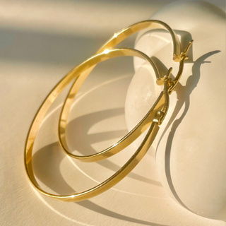 ASHIRA (18k gold plated)  ต่างหูห่วงใหญ่ 50 mm. thin hoop earrings Hoop earrings oversized hoop earrings