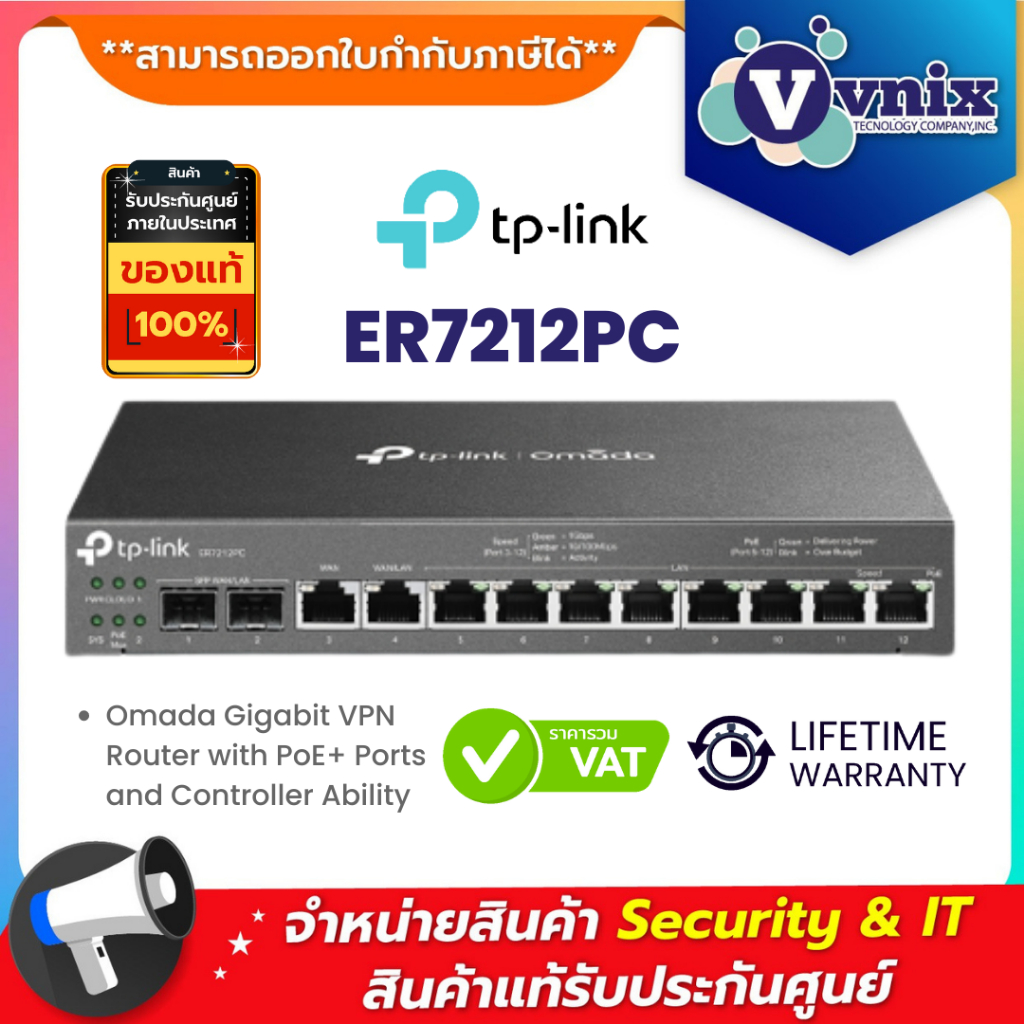 ER7212PC TPlink Omada Gigabit VPN Router with PoE+ Ports and Controller ...