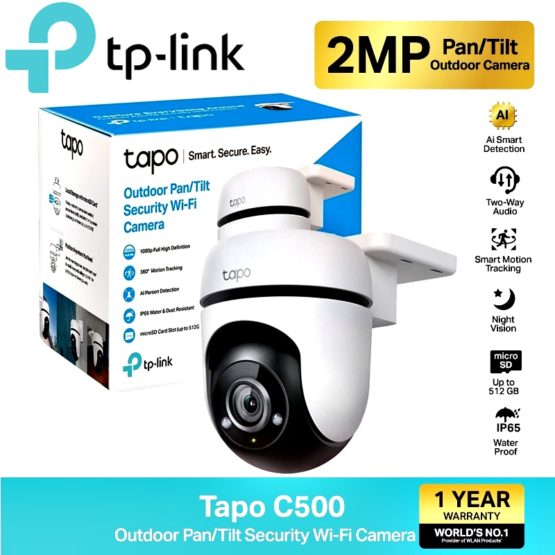 โปรแรง8.8 ⚡️กล้องวงจรปิดไร้สาย⚡️TP-LINK (Tapo C500) 2MP Outdoor Pan/Tilt Security WiFi Camera ได้มุมมองภาพ 360° 2y. - กล้องวงจรปิดยี่ห้อไหนดี