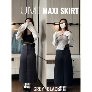 ภาพหน้าปกสินค้าuiui.stuffs | umi maxi skirt กระโปรงยาว Y2K มาพร้อมเข็มขัด ดำ/เทา ที่เกี่ยวข้อง