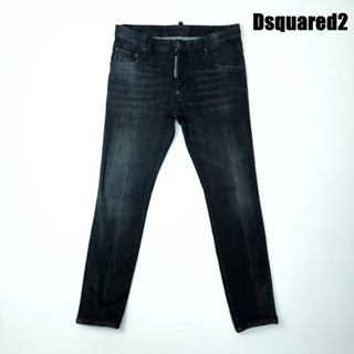 ยีนส์ Dsquared2 เอว 32-33 รุ่น S71LB0738 สีดำฟอก ป้ายแบรนด์ใหญ่ๆ ผ้านุ่มยืด ขาเดฟ