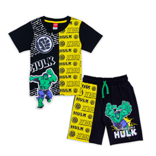 Marvel Boy T-Shirt &amp; Shorts Hulk -  มาร์เวล เสื้อยืด กางเกง เด็กชาย ลายฮัค เด็ก1-9ปี สินค้าลิขสิทธิ์แท้100% Official Licensed - Characters Studio