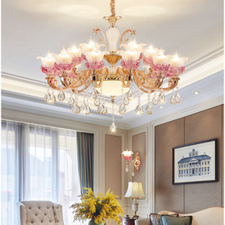 โคมไฟระย้าคริสตัล โคมไฟ โคมไฟเพดาน โคมระย้า Zinc alloy jade crystal chandelier