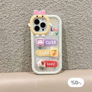 พร้อมส่งรุ่น 11-14ProMax เคสใส เคสใสลายการ์ตูน เคสดินปั้น 🤍เลนส์3D CUTEม่วง