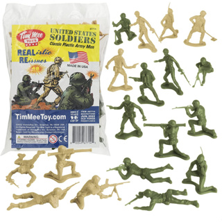 TimMee Plastic Army Men - OD Green vs Tan Toy Soldier Figures - Made in USA เซ็ตตุ๊กตาทหารผลิตในอเมริกา Collectible