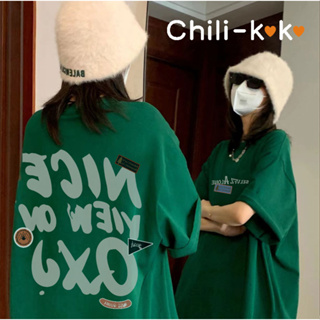 Chili_k❤️k❤️เสื้อผ้าสาวอวบ oversize เสื้อยืดแขนสั้น สไตล์เกาหลี 2395