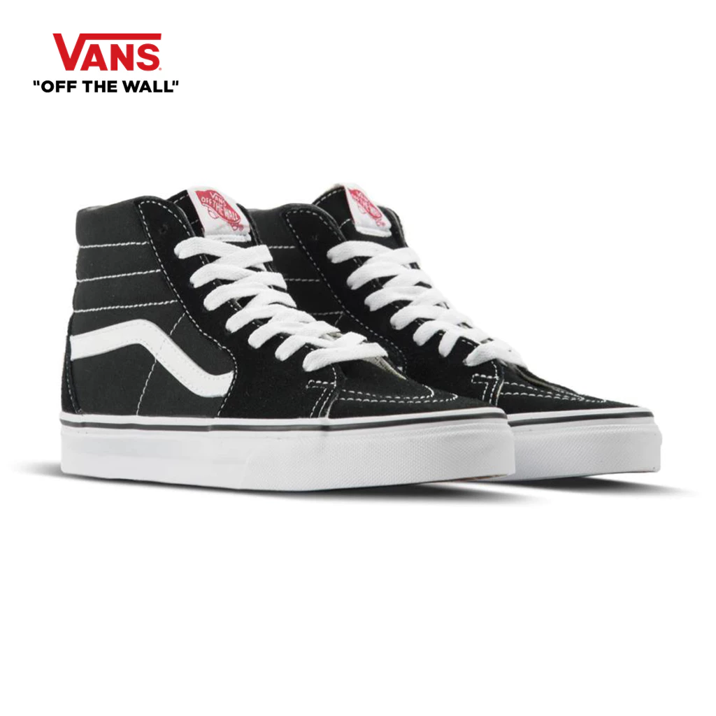 VANS SK8-HI BLACK/BLACK/WHITE รองเท้าผ้าใบหุ้มข้อ สไตล์คลาสสิกสำหรับผู้ชายและผู้หญิง