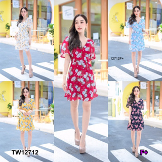 TW12712 Dress เดรสคอวีไขว้