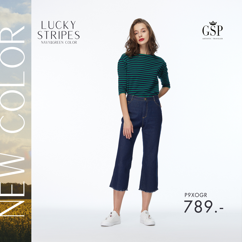 gsp-เสื้อยืด-เสื้อยืดผู้หญิง-lucky-stripes-กับโทนสีสดใส-navy-amp-green-color-p9xogr