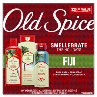 แบ่งขาย 🇺🇸Old Spice Fiji Holiday Pack includes Bodywash, Bodyspray, and 2-in-1 Shampoo &amp; Conditioner