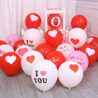 ลูกโป่งหัวใจ ลูกโป่งLOVE ลูกโป่งI love you ลูกโป่งแฟนซีตกแต่ง 12 นิ้ว  heart  balloons