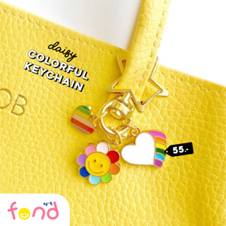 🌈พวงกุญแจโลหะขนาดเล็กตะขอดาวจี้เดซี่หน้ายิ้มกับหัวใจสี🙂mini daisy colorful keychain