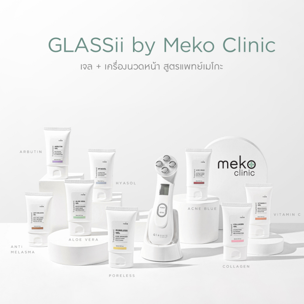 ภาพหน้าปกสินค้า"Glassii by meko clinic" เครื่องนวดหน้า (Light Therapy) ชุดแพคเกจดูแลผิวหน้าพร้อมเซตทรีทเมนต์ดูแลผิวหน้า 8 สูตร