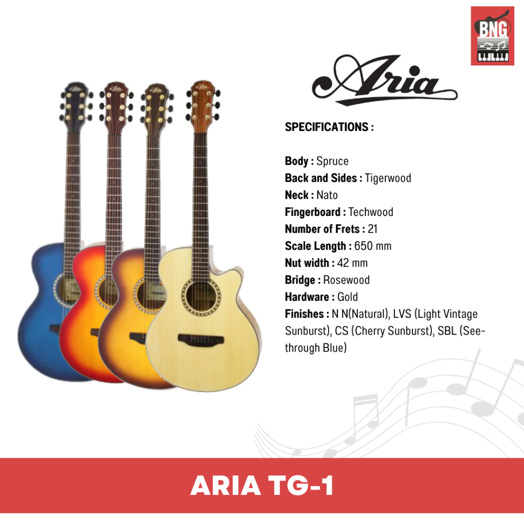 aria-tg-1-กีตาร์โปร่ง-ทรง-om-ดีไซต์สวยงามมีหลายสีให้เลือก