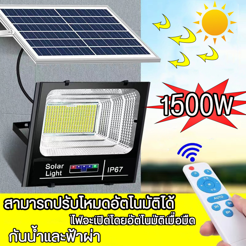 ไฟโซล่าเซลล์-กันน้ําและฟ้าผ่า1500w-800w-600w-500w-300wsolar-light-ไฟลานภายในโคมไฟนอกบ้าน-สปอร์ตไลท์-แผงโซลาร์เซลล