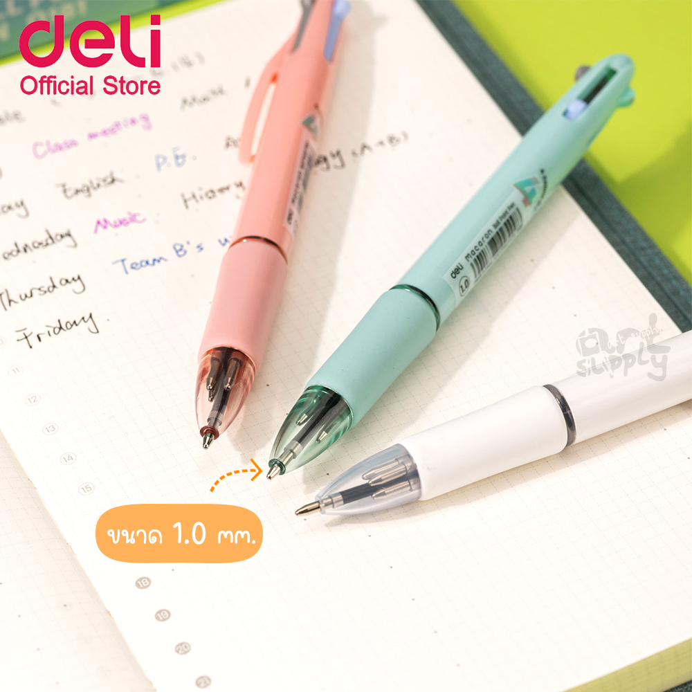 deli-ปากกาลูกลื่นแบบกด-4-สีใน-1-ด้าม-รุ่น-q181-คละสี