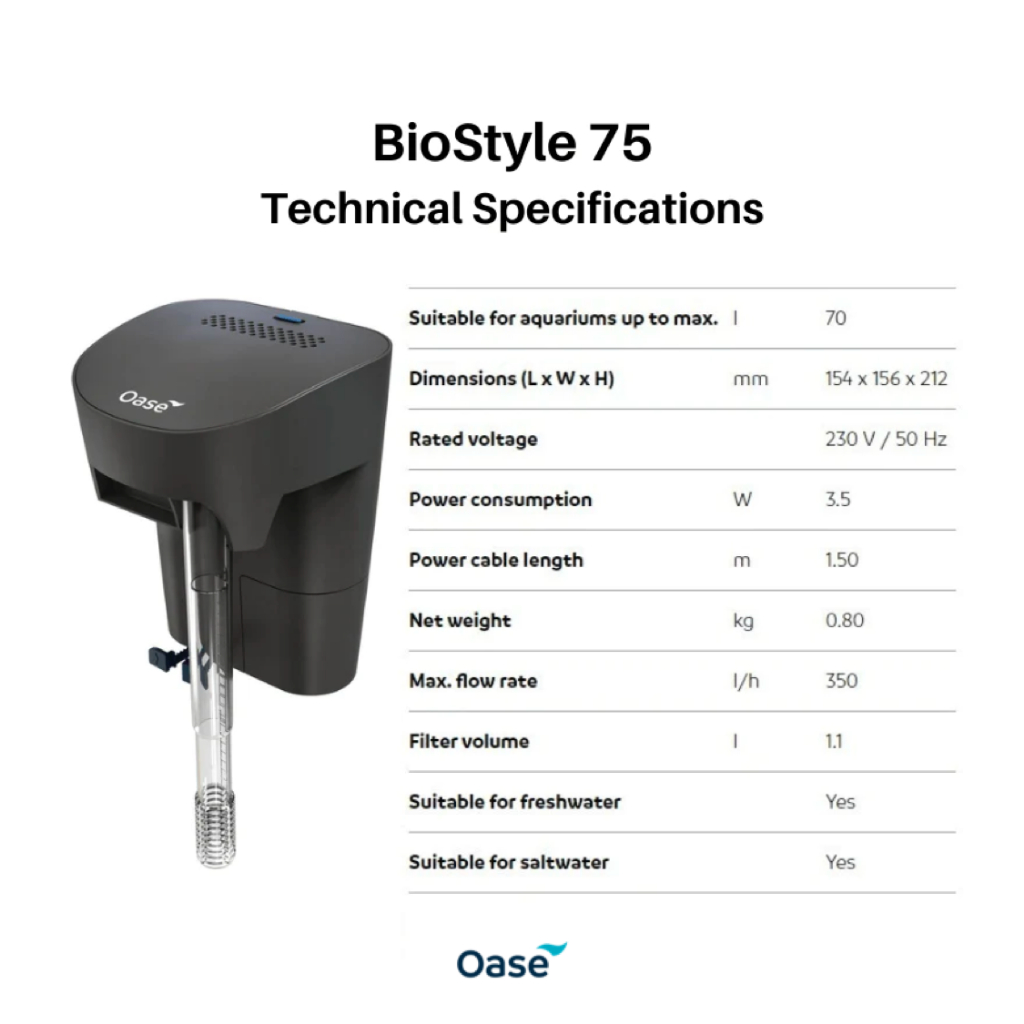 OASE BIOSTYLE เครื่องกรองแบบแขวนขอบตู้ (Hang-on Filter) สำหรับตู้ปลา ...