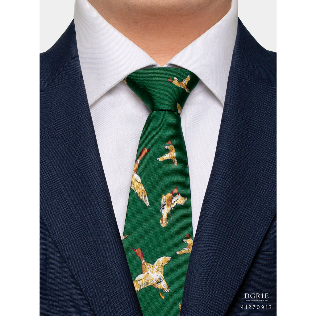 mallard-duck-green-4-inch-necktie-เนคไทสีเขียวลายเป็ดมัลลาร์ด