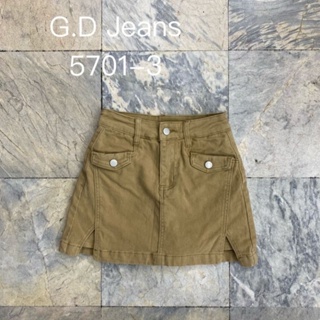 5701-3 G.D Jeans กางเกงกระโปรงทรงสั้นผ้ายืด(สีกากี) ซับในเป็นผ้าตัวจริง