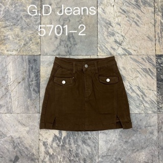 5701-2 G.D Jeans กางเกงกระโปรงทรงสั้นผ้ายืด(สีน้ำตาลเข้ม) ซับในเป็นผ้าตัวจริง