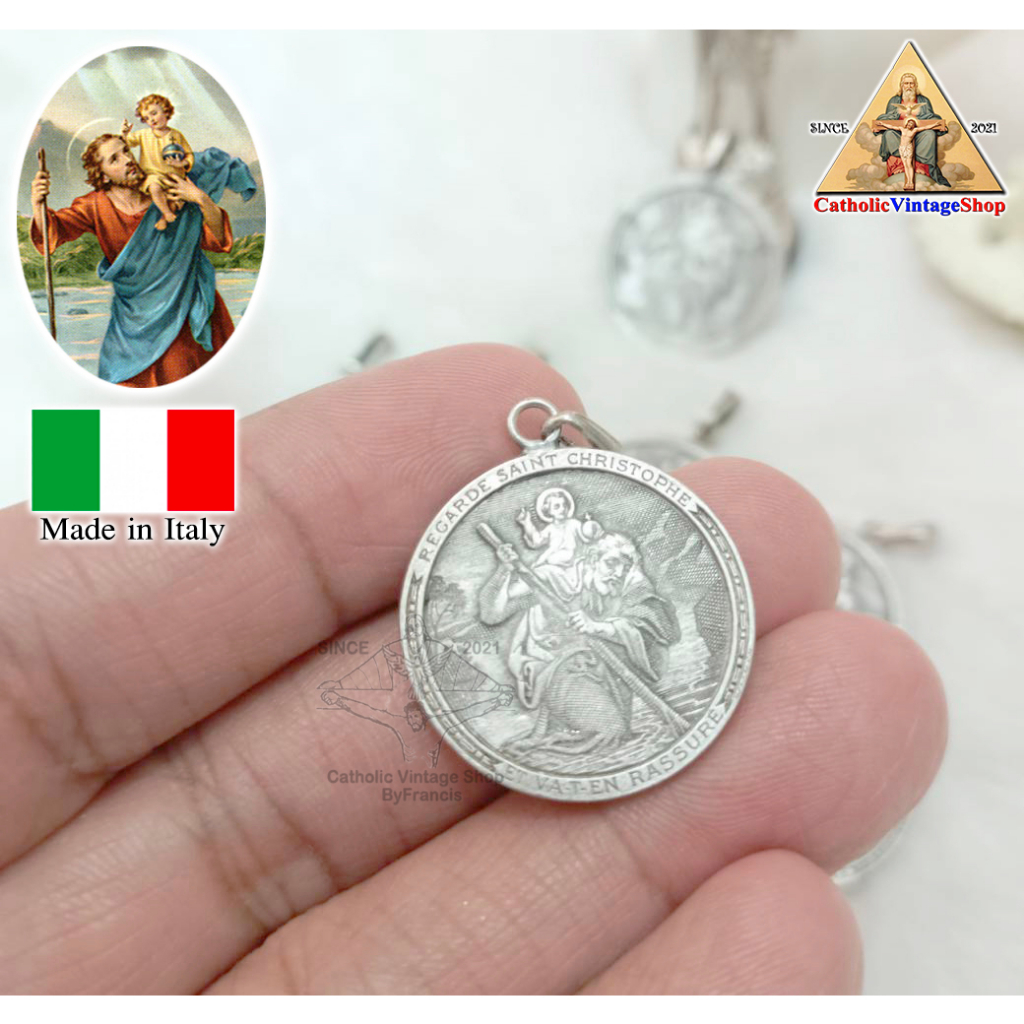 จี้เหรียญ-นักบุญคริสโตเฟอร์-st-christopher-ปกป้องการเดินทาง-catholic-coin-คาทอลิก