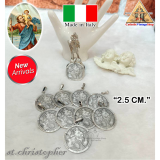 จี้เหรียญ นักบุญคริสโตเฟอร์ (St.Christopher) ปกป้องการเดินทาง Catholic Coin คาทอลิก