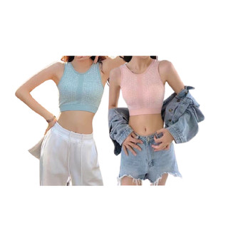 โปรโมชั่น : BRA-49 เสื้อครอปแขนกุด เสื้อกล้ามครอป บราไร้โครง สปอร์ตบรา มีฟองน้ำ สายฝอ