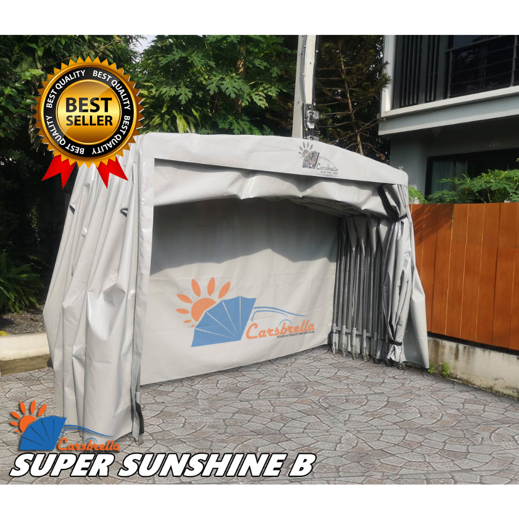 โรงจอดรถพับได้-โรงจอดรถสำเร็จรูป-carsbrella-รุ่น-sunshine-b-215cm-สามารถ-ยืด-หด-พับ-เก็บ-ได้-ใช้งานสะดวก