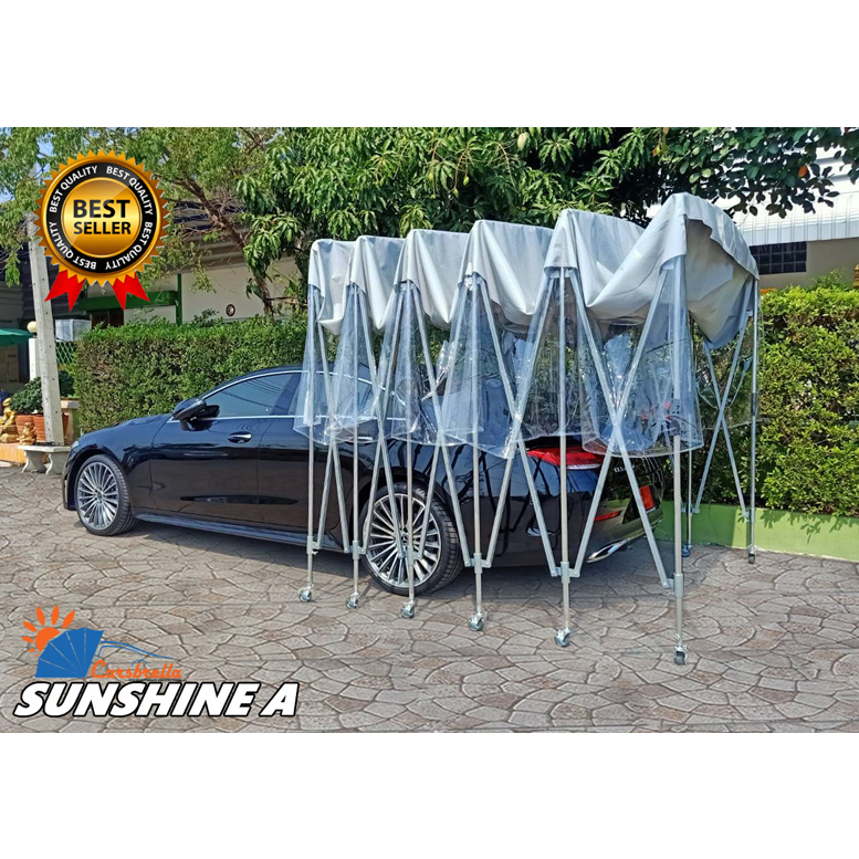 โรงจอดรถพับเก็บได้-carsbrella-รุ่น-sunshine-a-มีอุปกรณ์สำหรับช่วยล็อคที่พื้น-ป้องกันแรงลม-215cm