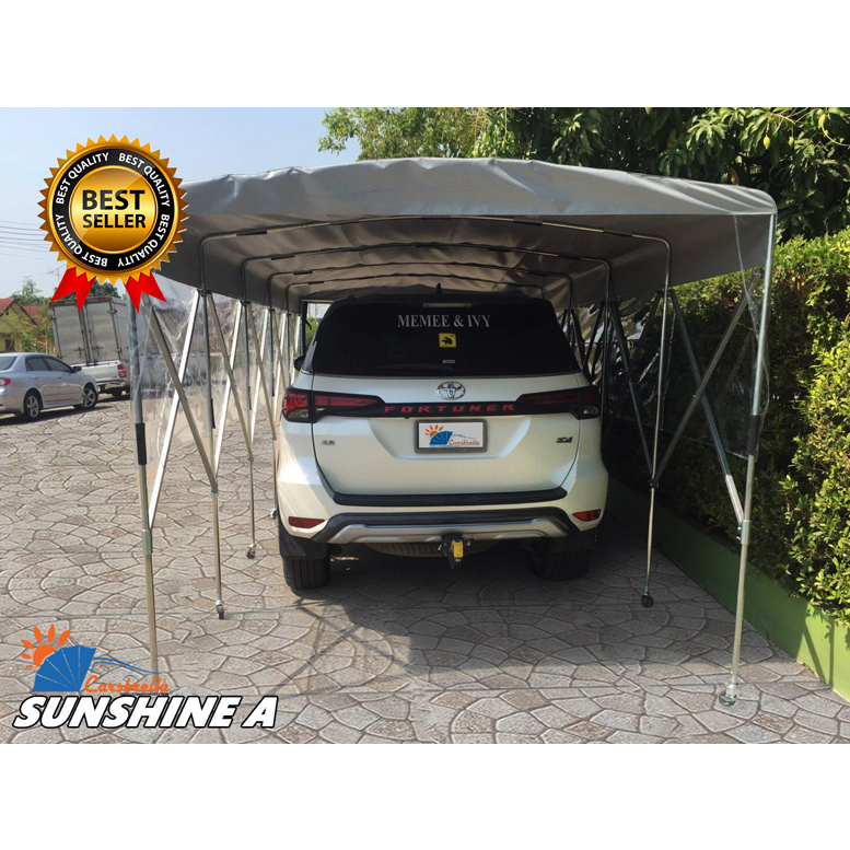 โรงจอดรถพับเก็บได้-carsbrella-รุ่น-sunshine-a-มีอุปกรณ์สำหรับช่วยล็อคที่พื้น-ป้องกันแรงลม-215cm