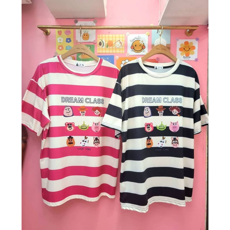 เสื้อยืดลายริ้ว-ทอย-ป้ายเกาหลี-งานร้าน-miss-alley