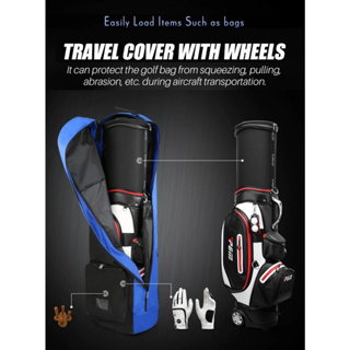 ภาพหน้าปกสินค้าถุงคลุมถุงกอล์ฟขึ้นเครื่องบิน แบบมีล้อ  Golf bag Travel Cover PGM wheels travel golf bag HKB002 ที่เกี่ยวข้อง