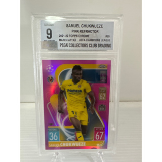 2021-22 Topps Chrome Match Attax UEFA Champions League Soccer Cards PSGA #99 Samuel Chukwueze Pink Refractor/199